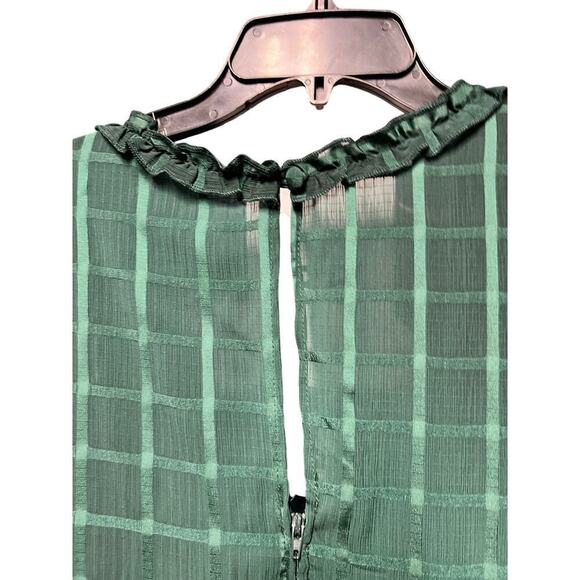 B. DARLIN Green windowpane check babydoll tiered ruffle sweetheart dress sz M - Picture 10 of 12